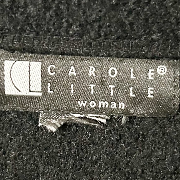 Vintage Carole Little Boiled Wool Cardigan Jacket Black- Yellow Blue White Swirl - Picture 14 of 16